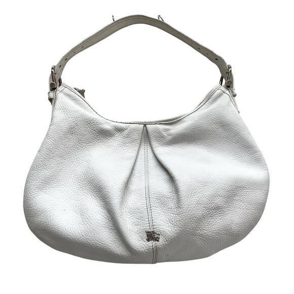 Burberry Malika Hobo Shoulder Handbag White Leather Silver Hardware - Picture 1 of 14